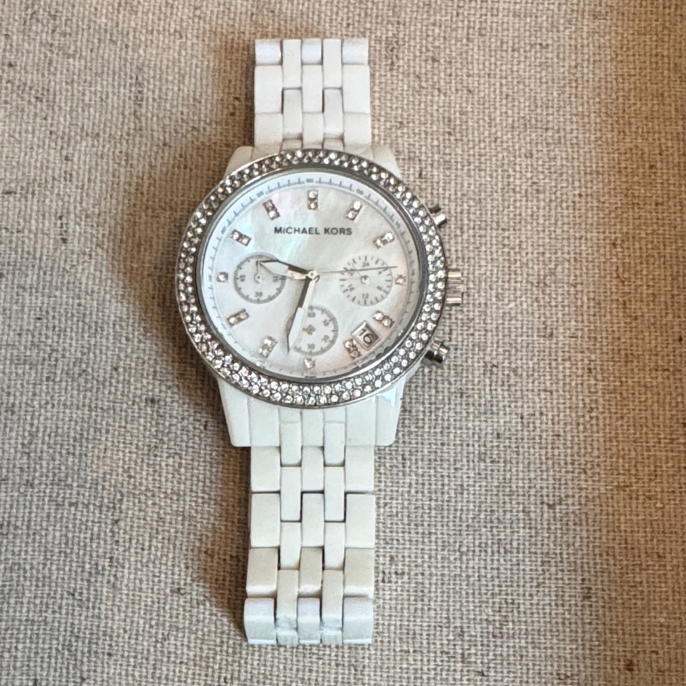 Gorgeous Michael Kors Silver Crystal-Embellished Women's Watch